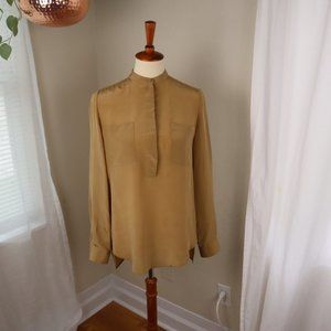 3.1 Philip Lim Gold Silk Button Front Blouse Sz 4
